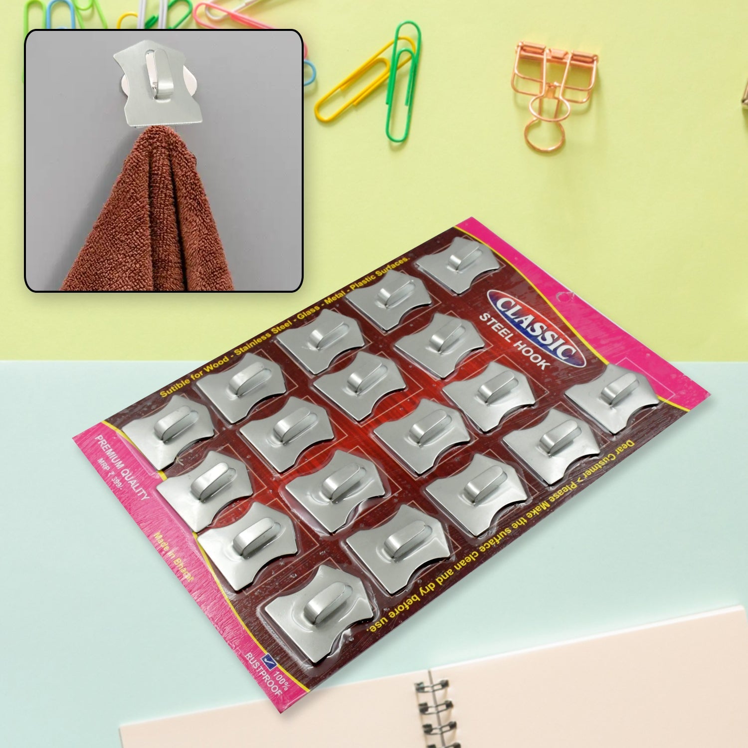 Stainless steel wall hooks, 18-piece set Stainless steel wall hooks, 18-piece set